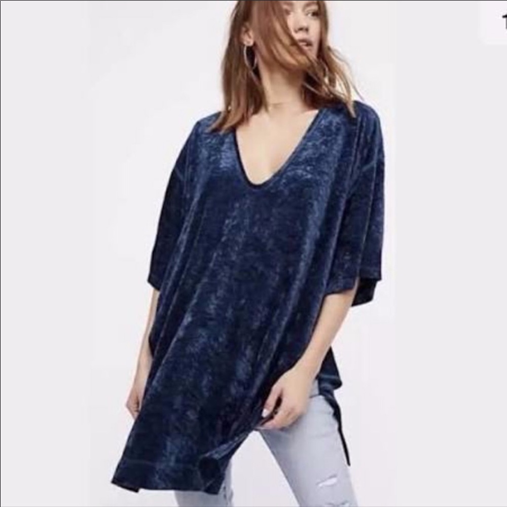 FREE PEOPLE VELVET BLUE TUNIC